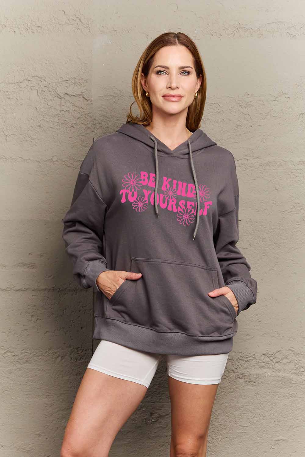 Outfit Flow - Simply Love Simply Love Full Size BE KIND TO YOURSELF Graphic Hoodie