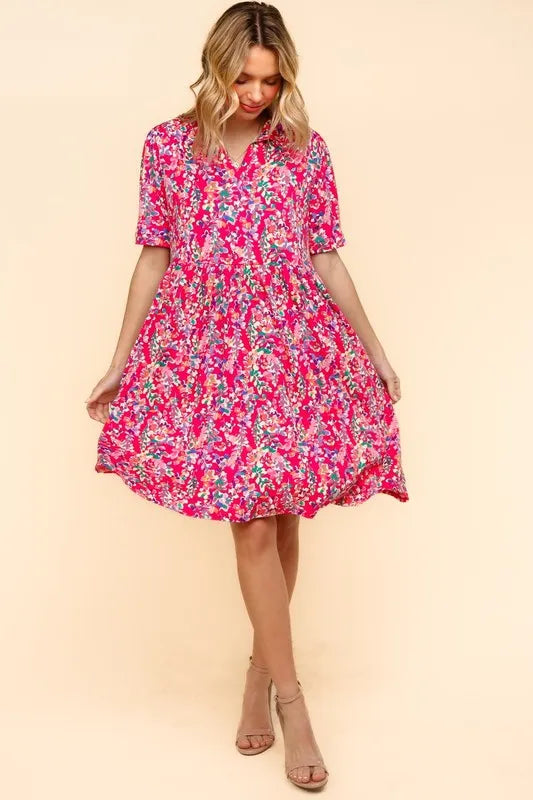 Haptics Johnny Collar Babydoll Dress with Side Pockets OutfitFlow