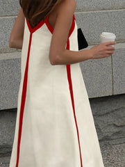 Contrast Trim V-Neck Maxi Dress OutfitFlow
