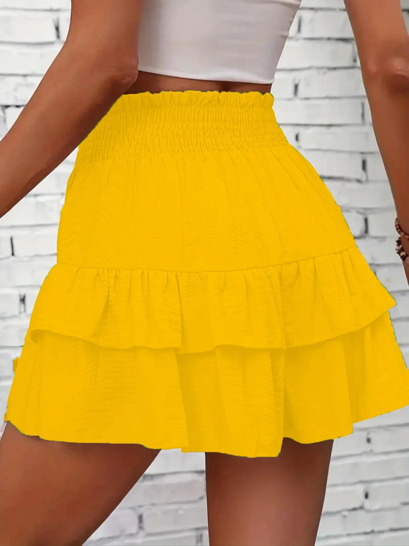 Ruffle Layered High Waist Casual Skort OutfitFlow