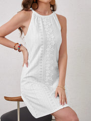 Eyelet Flower Sleeveless Mini Dress OutfitFlow