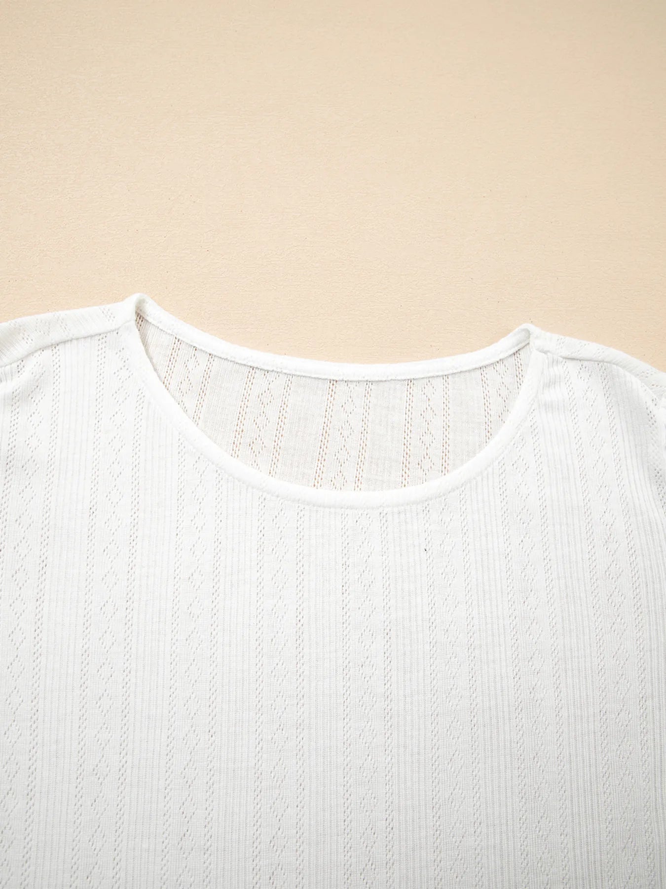 Scalloped Lace Trim Jacquard Textured T Shirt OutfitFlow