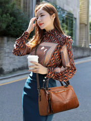 Vintage Style Leather Crossbody Bag OutfitFlow