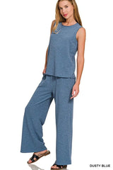 Zenana Cotton Slub Tank & Pants Set OutfitFlow