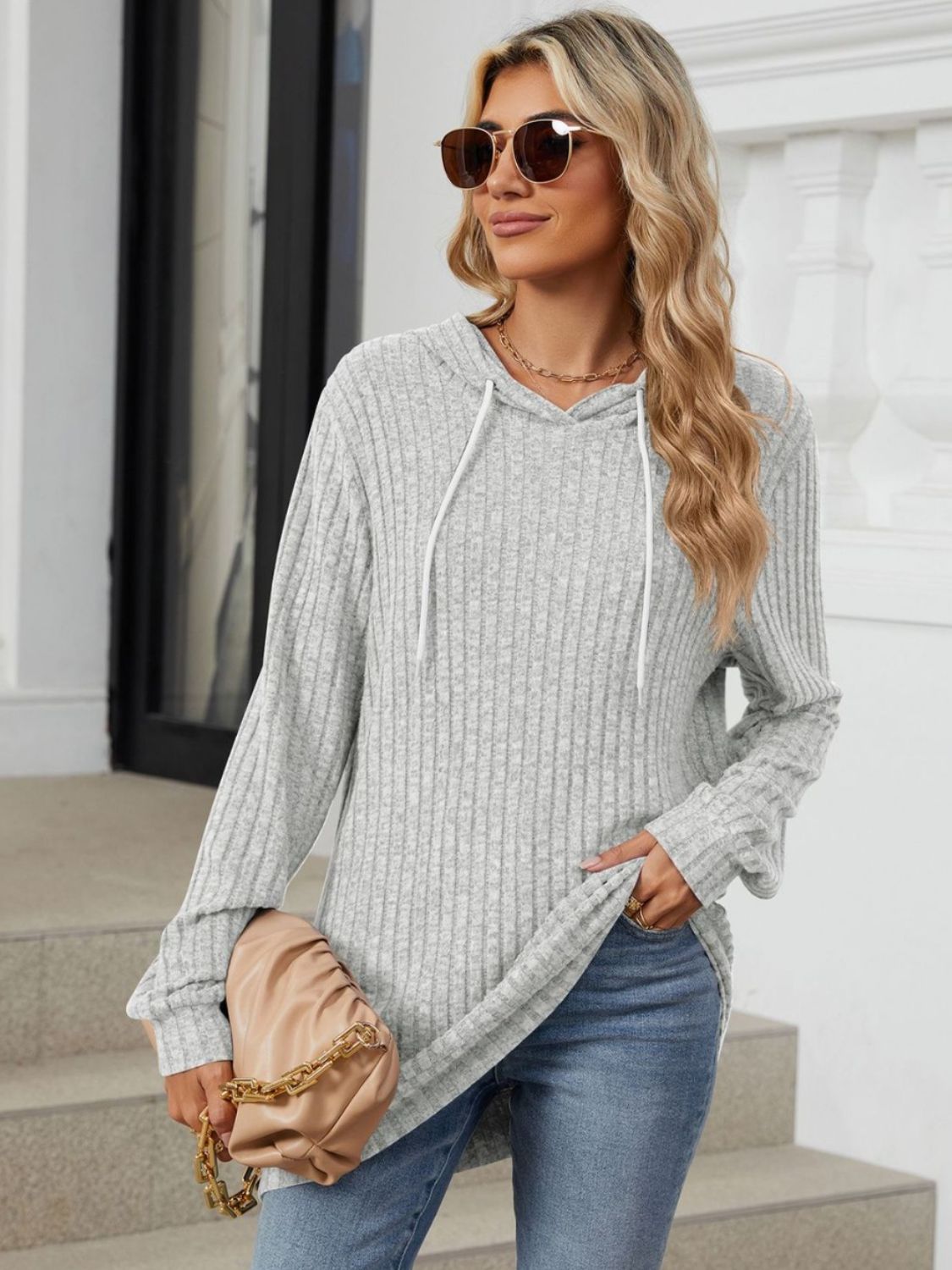 Outfit Flow - Drawstring Long Sleeve Hoodie