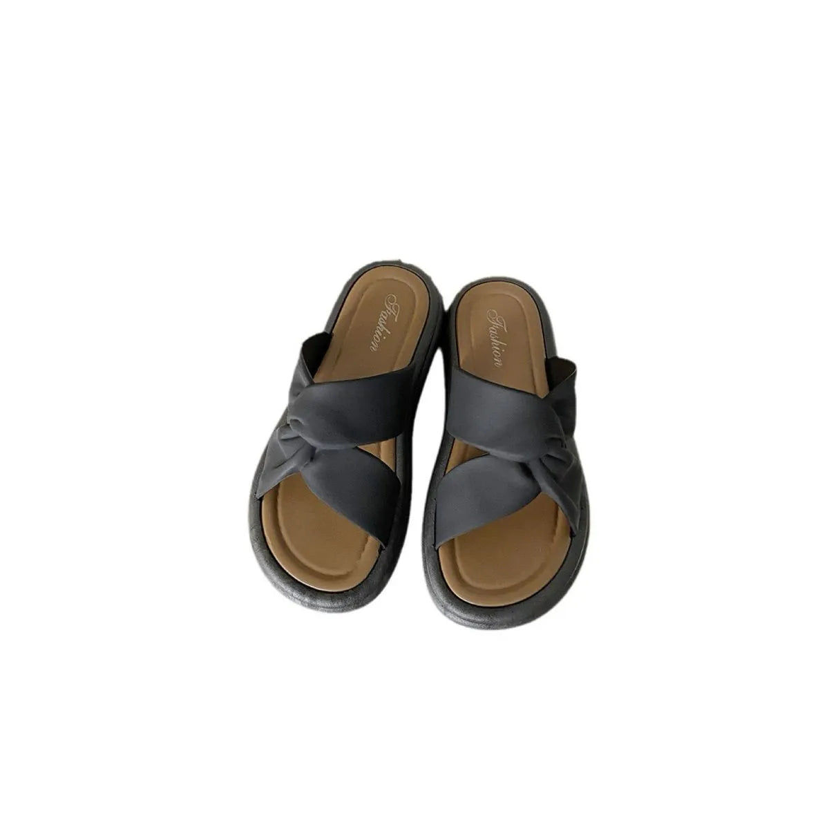Open Toe Flats Sandals Brown OutfitFlow
