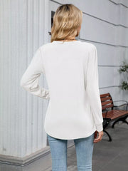 V-Neck Long Sleeve Relaxed Fit T-Shirt OutfitFlow