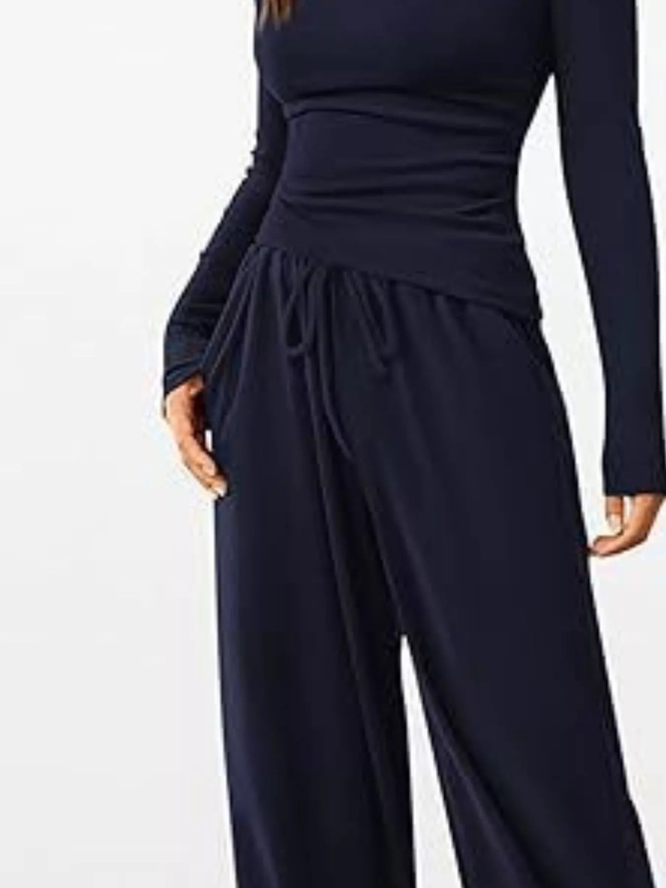 Long Sleeve Top and Wide Leg Pants Set OutfitFlow