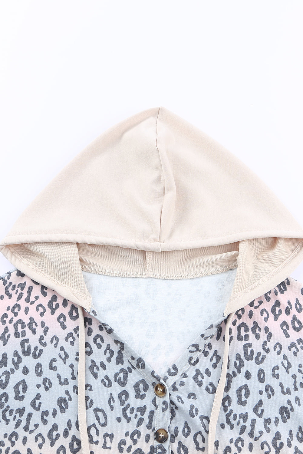 Outfit Flow - Leopard Color Block Buttoned Drawstring Detail Hoodie