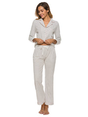 Outfit Flow - Collared Neck Loungewear Set with Pocket