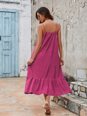 Ruffled Hem Midi Cami Dress OutfitFlow