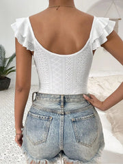 Eyelet Lace Ruffled Corset Bodysuit OutfitFlow