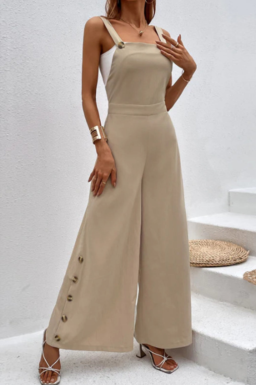 Square Neck Wide Strap Jumpsuit