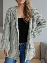 Outfit Flow - Sequin Detail Long Sleeve Hooded Cardigan