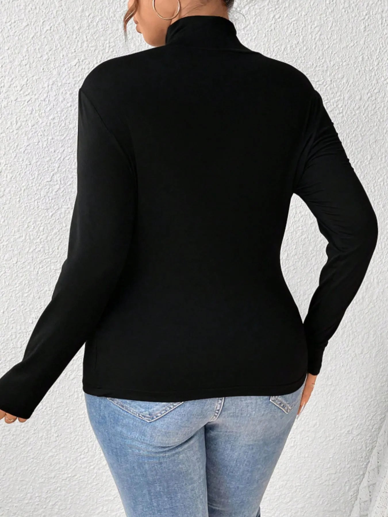Plus Size Long Sleeve Fitted Turtleneck T-Shirt OutfitFlow