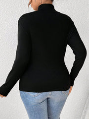 Plus Size Long Sleeve Fitted Turtleneck T-Shirt OutfitFlow