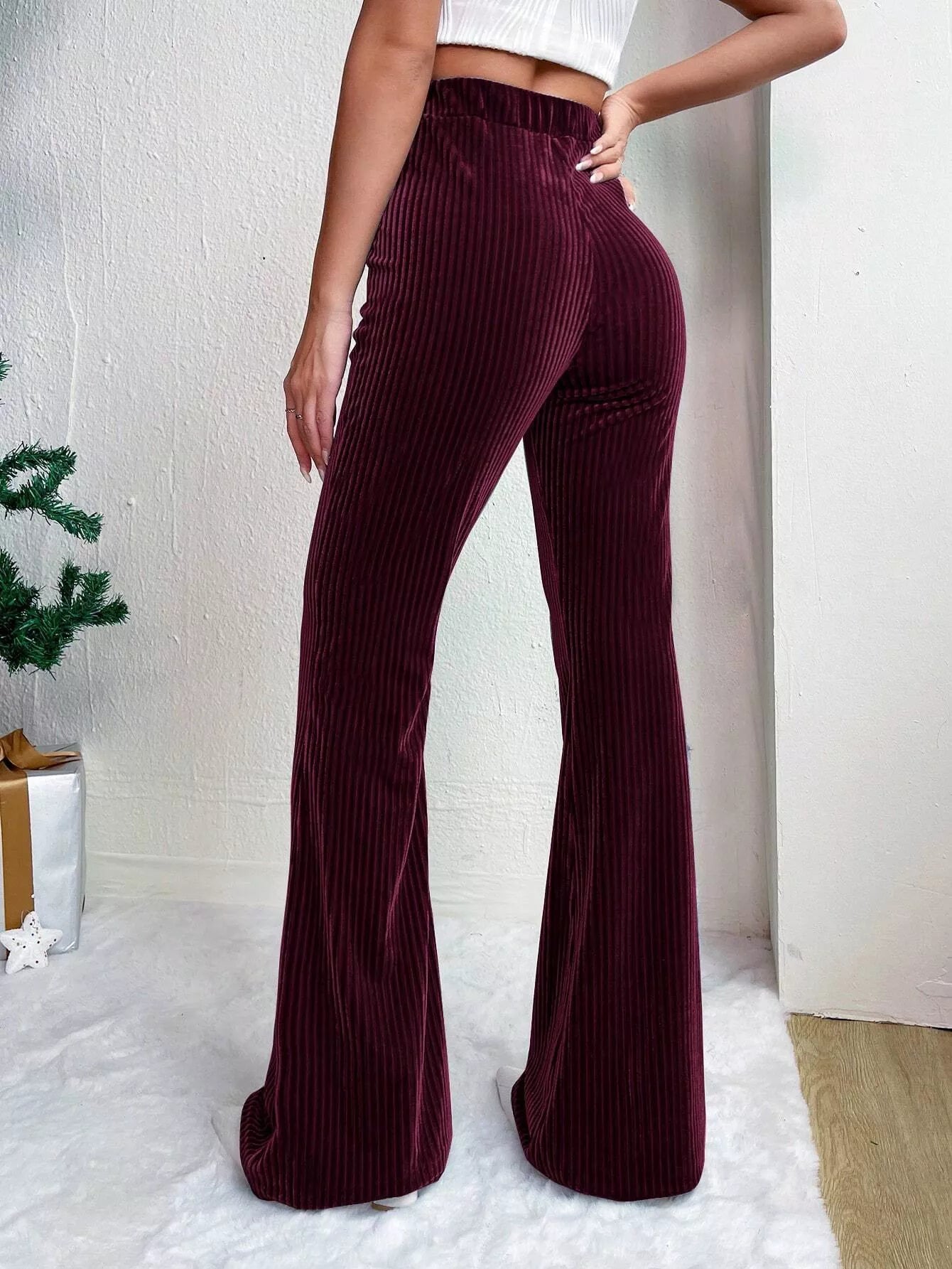 Corduroy High Waist Flare Pants OutfitFlow