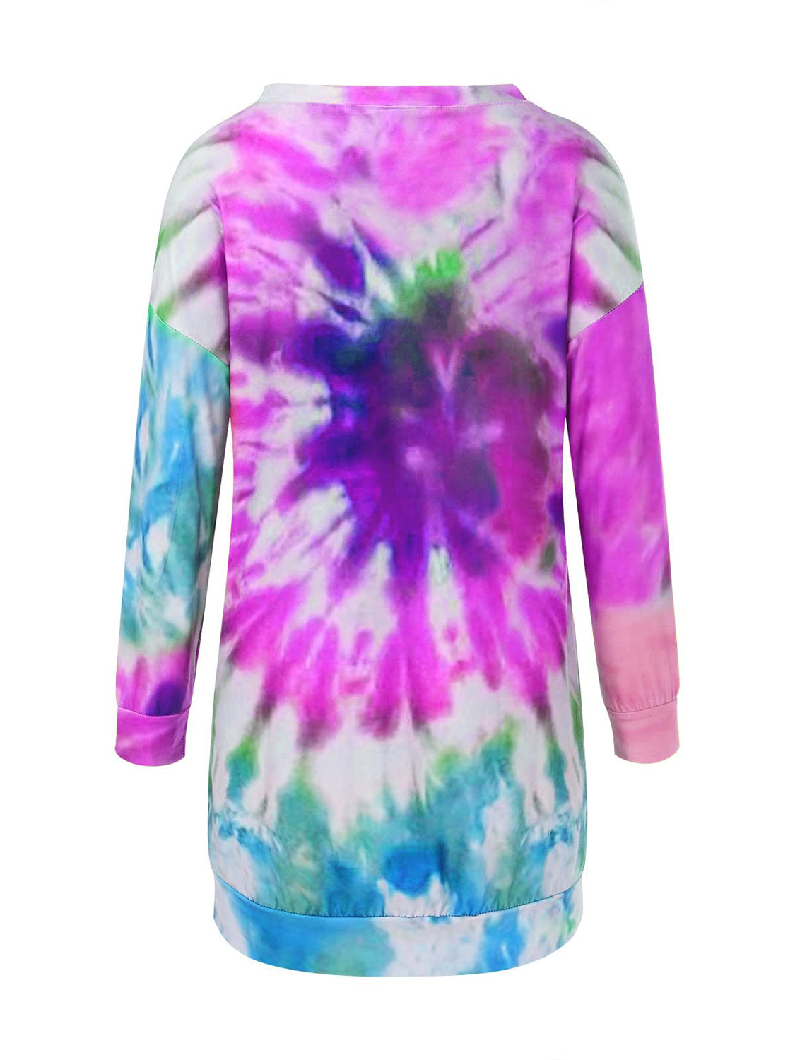 Outfit Flow - Full Size Tie-Dye Round Neck Long Sleeve Dress