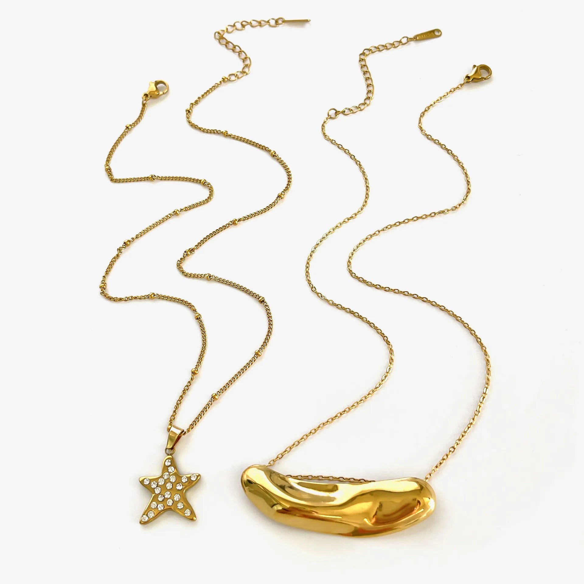 2-Piece 18K Gold-Plated Stainless Steel Necklace OutfitFlow