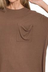 Zenana Oversized Ribbed Round Neck Short Sleeve Tee OutfitFlow