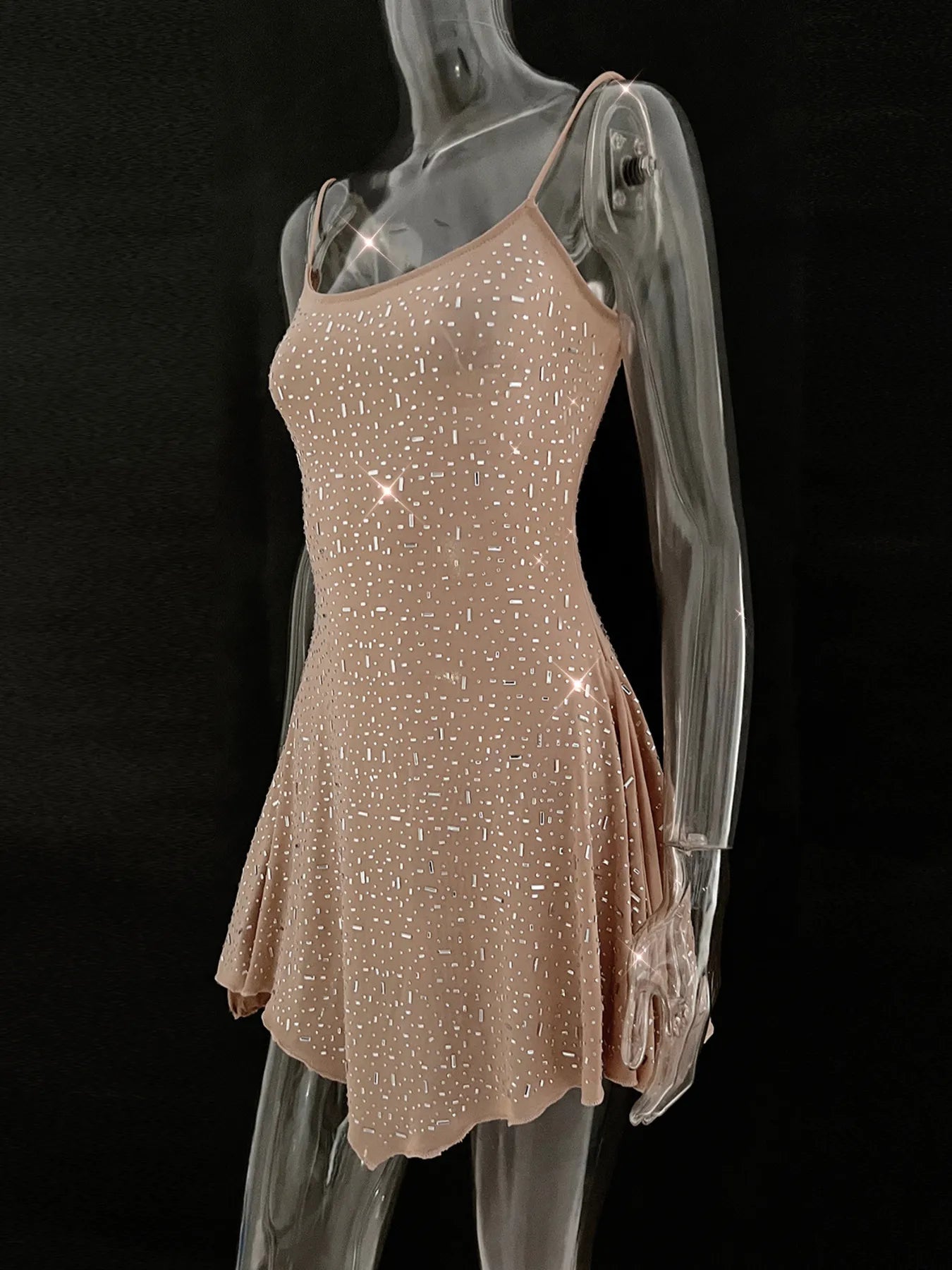Rhinestone Decor Mini Cami Dress OutfitFlow
