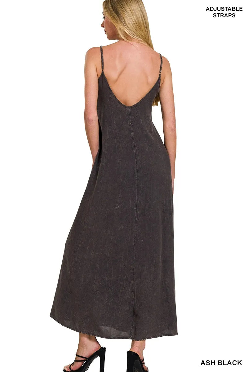 Zenana Mineral Washed Rayon Challis Cami Dress OutfitFlow