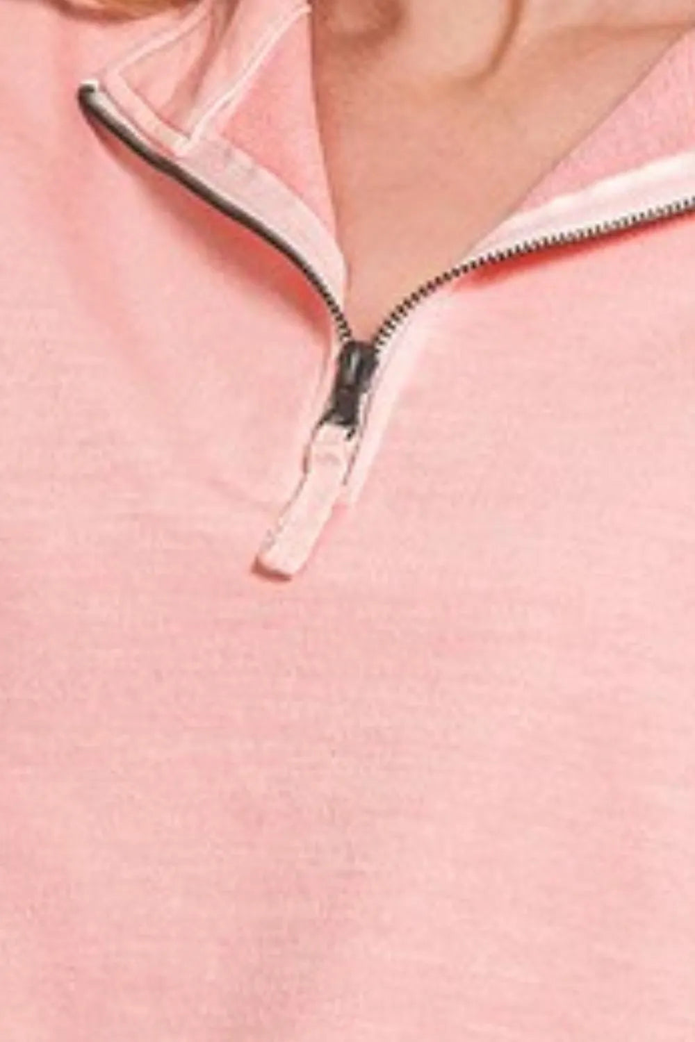 Zenana F/terry Pigment Dye & Enzyme Washing Half Zip Top OutfitFlow