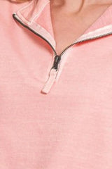 Zenana F/terry Pigment Dye & Enzyme Washing Half Zip Top OutfitFlow