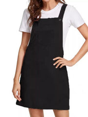 Corduroy Wide Strap Overall Dress Black OutfitFlow