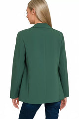 Zenana Woven Long Sleeve Blazer With Lining OutfitFlow