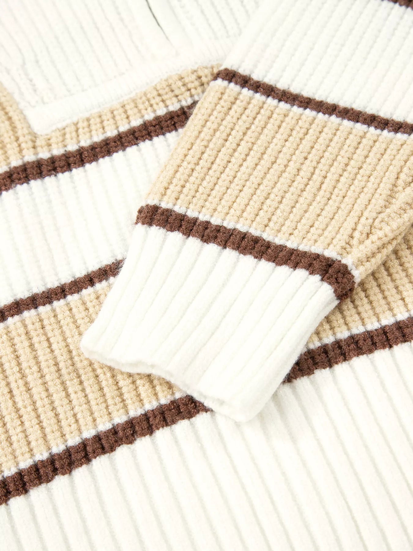 Stripe Half Zip Drop Shoulder Sweater OutfitFlow