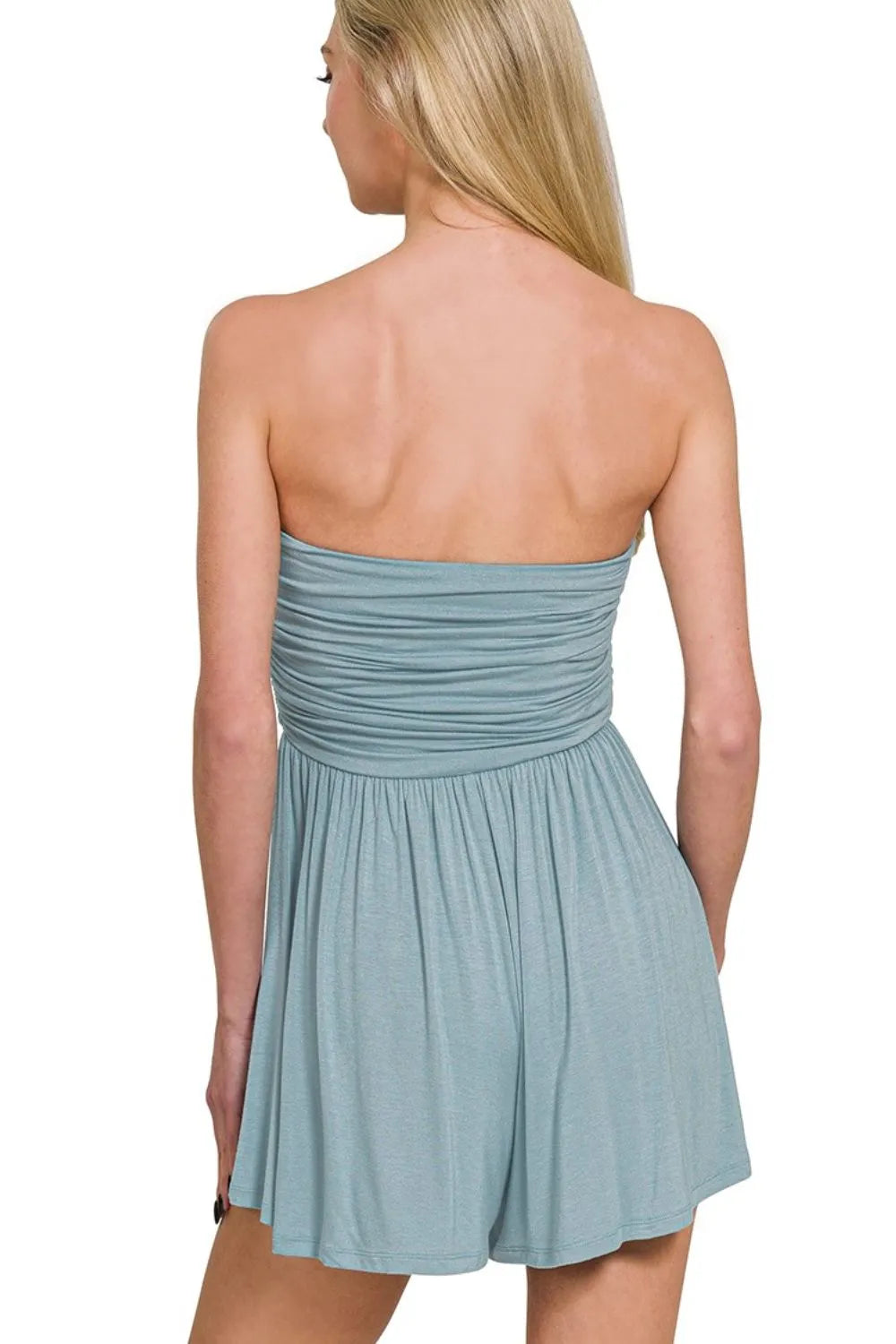 Zenana Double Layered Strapless Tube Top Romper OutfitFlow