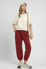Umgee Fleece Jogger Pants with Drawstring OutfitFlow