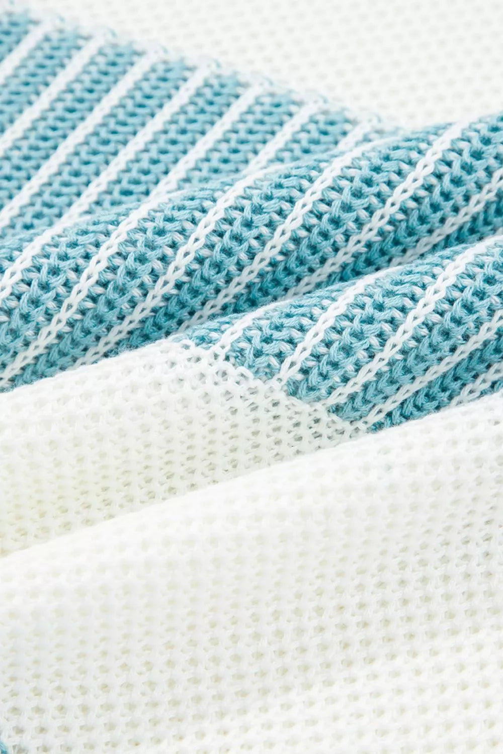 Two Tone Striped Patchwork Drop Shoulder Loose Sweater OutfitFlow