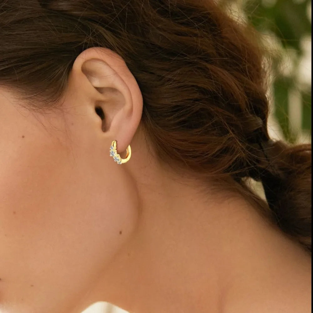 925 Sterling Silver Moissanite Huggie Earrings OutfitFlow