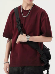 Men's Full Size Oversized Round Neck T-Shirt Plus Size Anchor Red Trendsi