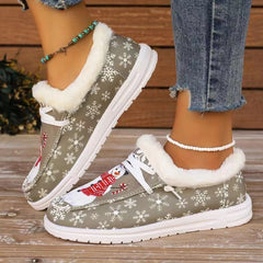 Outfit Flow - Snowman Print Round Toe Slip-Ons