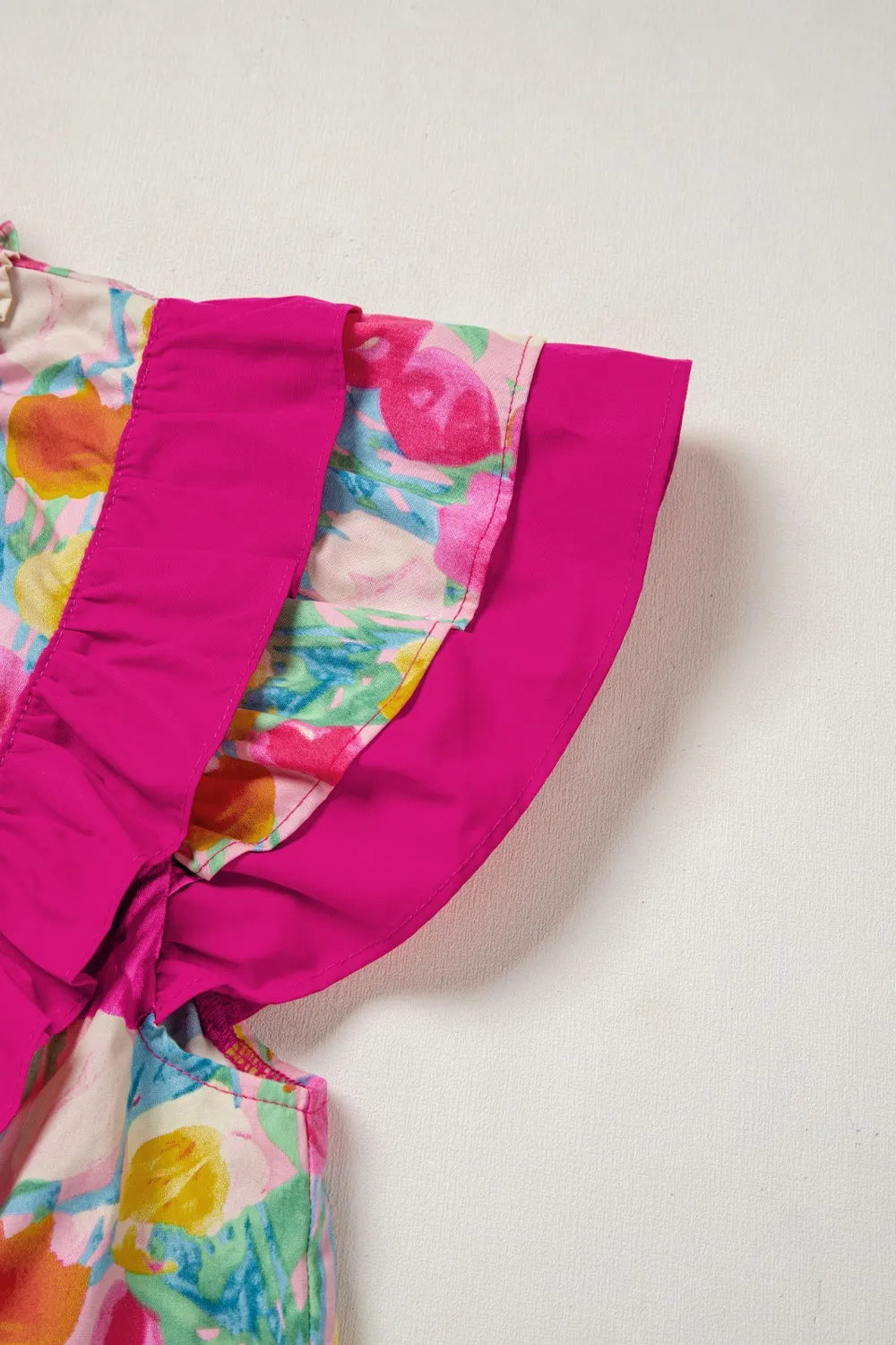 Floral Ruffle Layered Sleeve Blouse OutfitFlow
