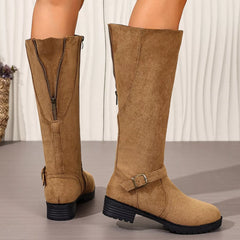 Round Toe Block Heels Boots Trendsi