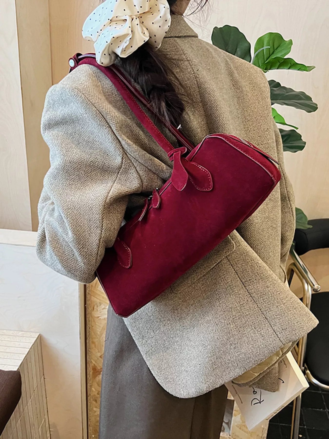 Solid Color Shoulder Bag Trendsi