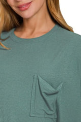 Zenana Oversized Ribbed Round Neck Short Sleeve Tee OutfitFlow