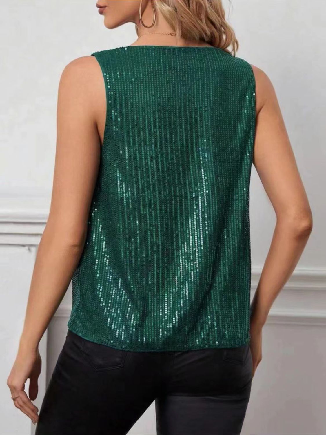 Sequin Cowl Neck Tank