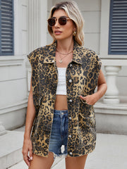 Outfit Flow - Leopard Buttton Up Denim Vest