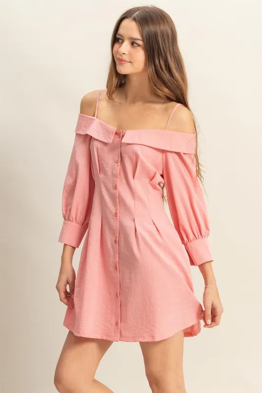 HYFVE Button Down Spaghetti Strap Mini Dress with Pockets OutfitFlow