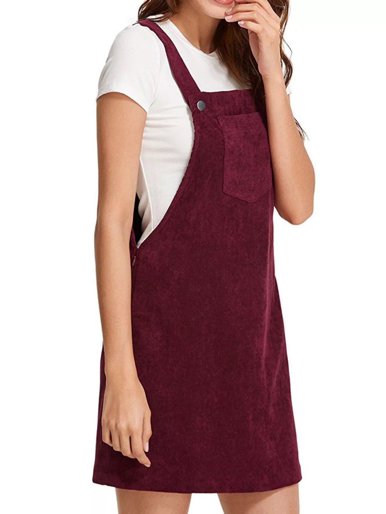 Corduroy Wide Strap Overall Dress OutfitFlow