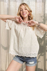 ADORA Ruffle Shoulder Blouse OutfitFlow