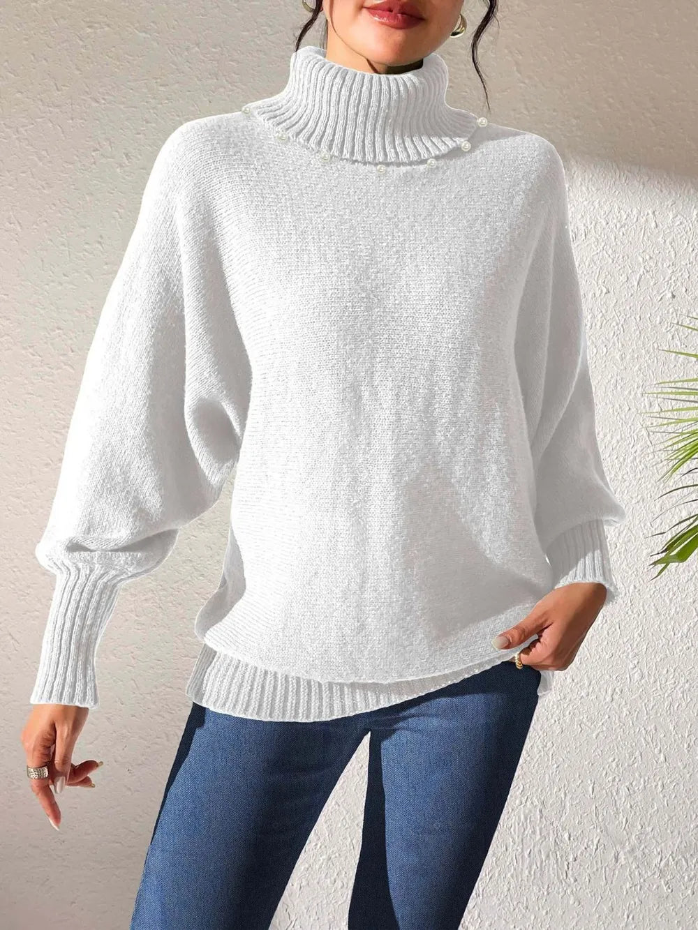 Turtleneck Long Sleeve Sweater OutfitFlow