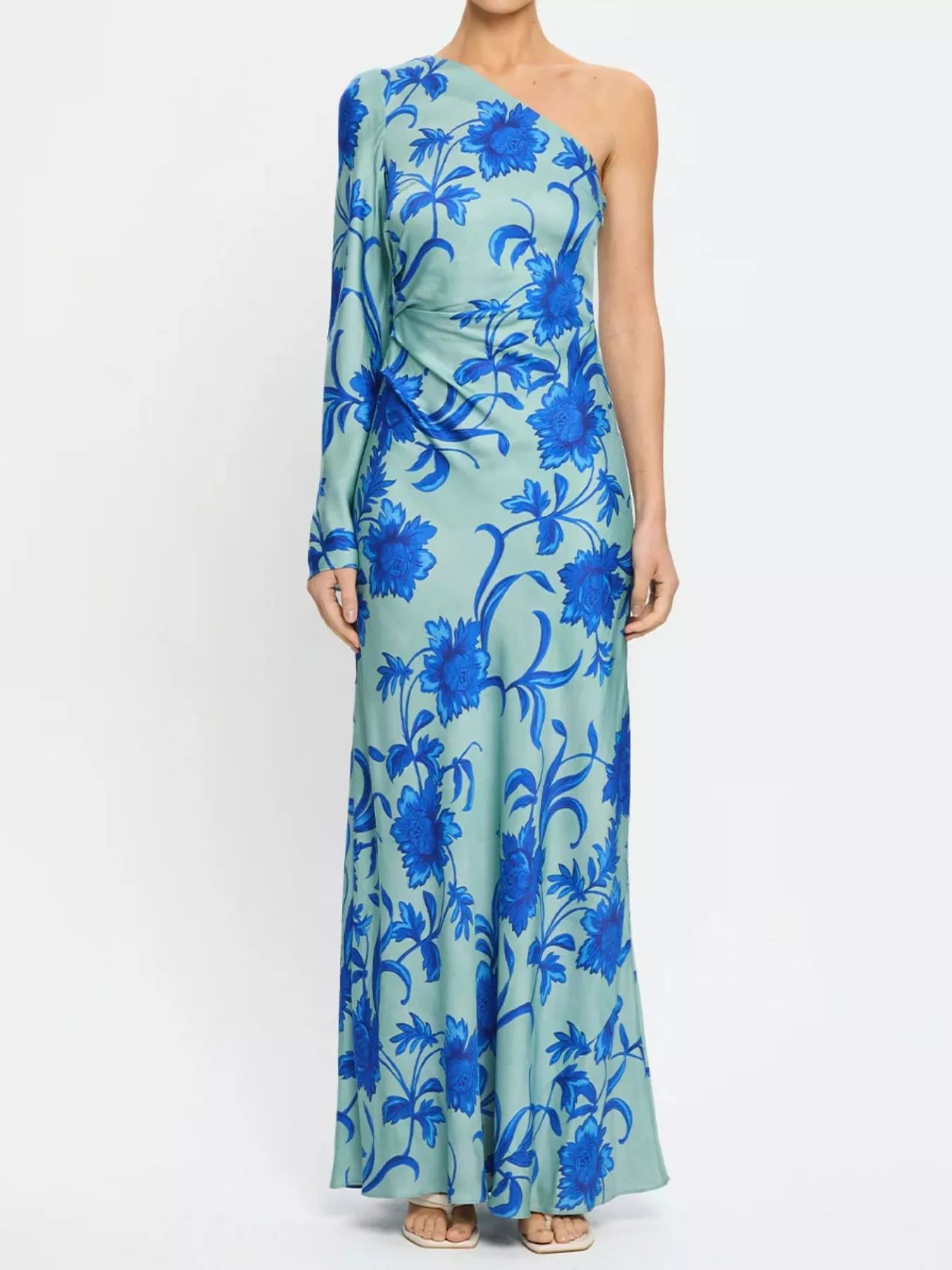 Floral Print One-Shoulder Maxi Dress OutfitFlow