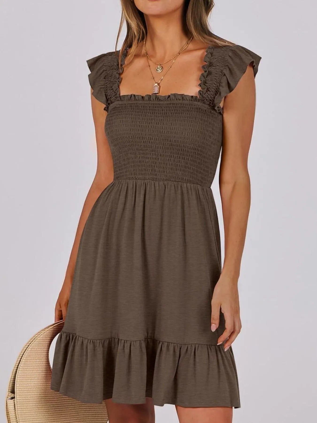Ruffled Hem Smocked Cami Dress OutfitFlow