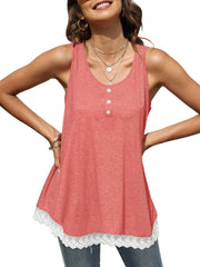 Lace Trim Wide Strap Tank Top OutfitFlow